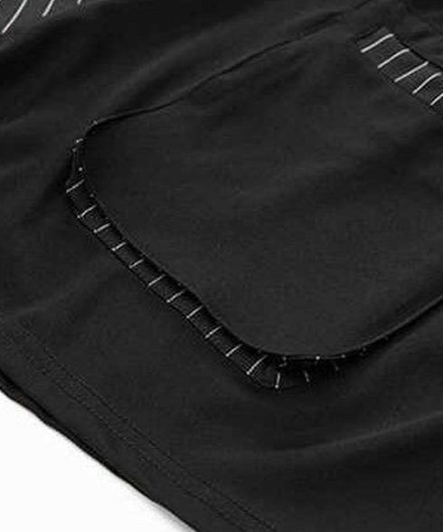Asymmetric Stripe Panel Pocket Top